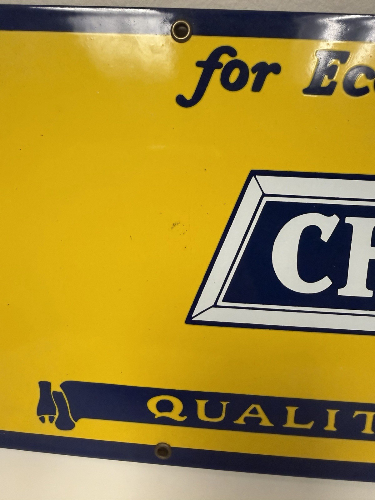 Chevrolet Advertising Sign – Porcelain Bow Tie Garage Auto Sign