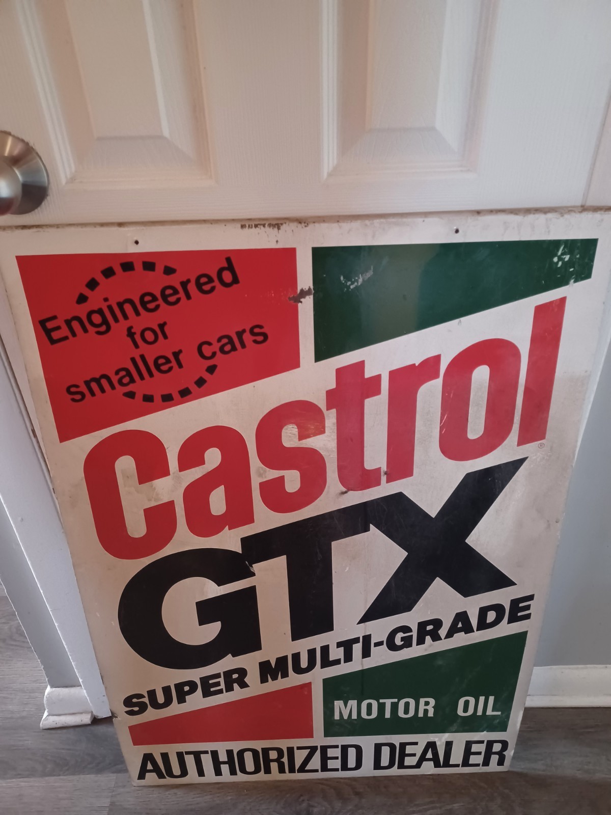 Castrol GTX Super Multi-Grade Motor Oil Embossed Authorized Dealer Sign.