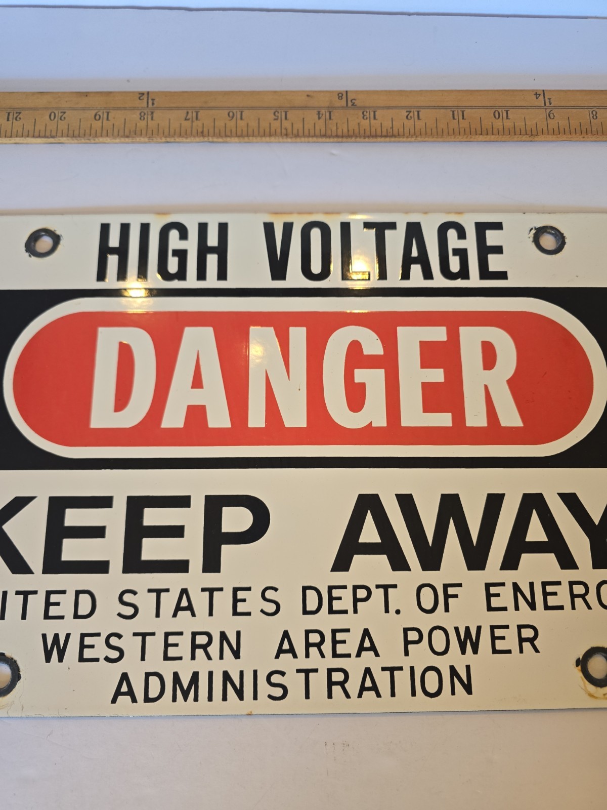 Original Porcelain HIGH VOLTAGE DANGER WESTERN AREA POWER ADMINISTRATION Sign