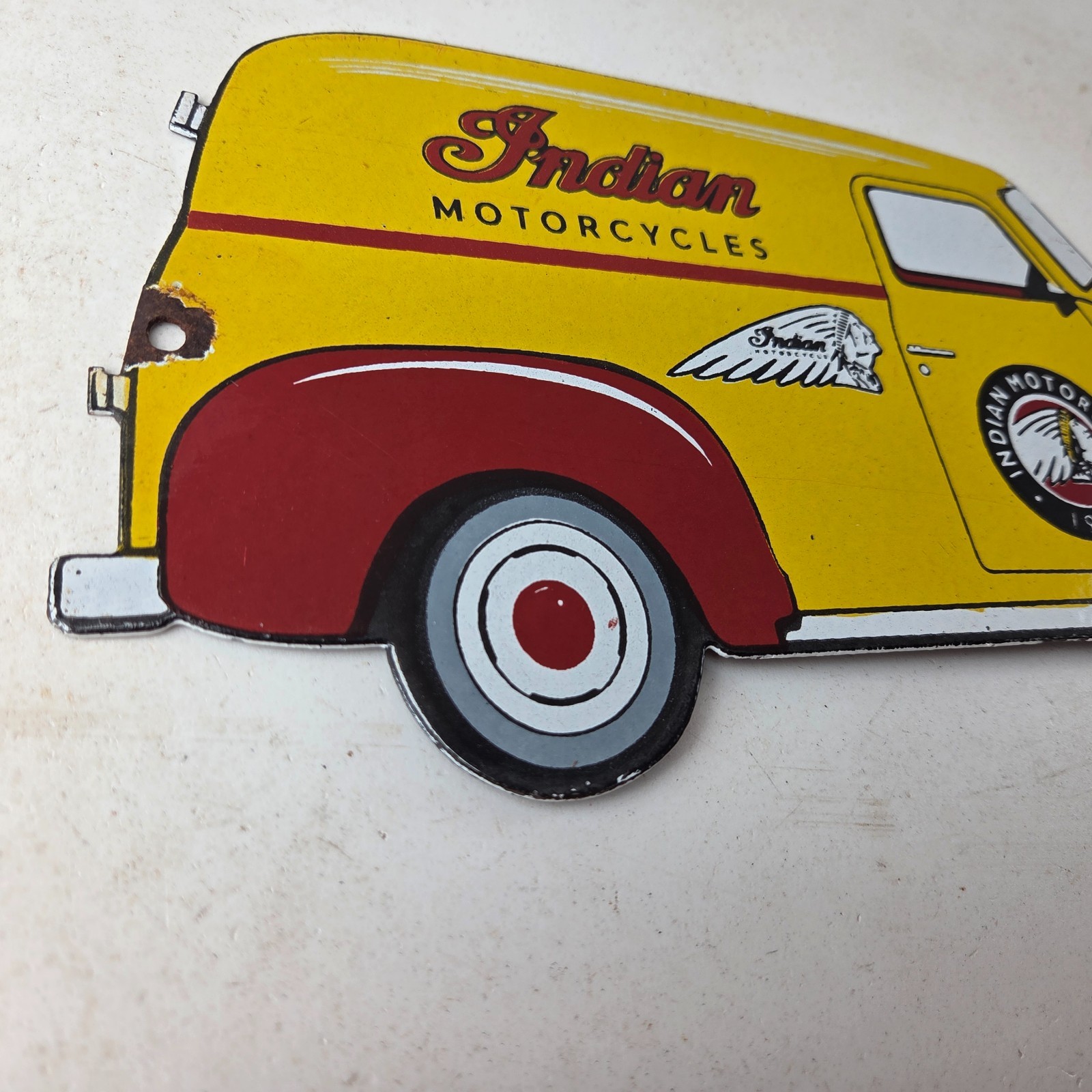 Vintage Indian Motorcycles Sign – Gas Motor Oil Truck Pump Porcelain Sign