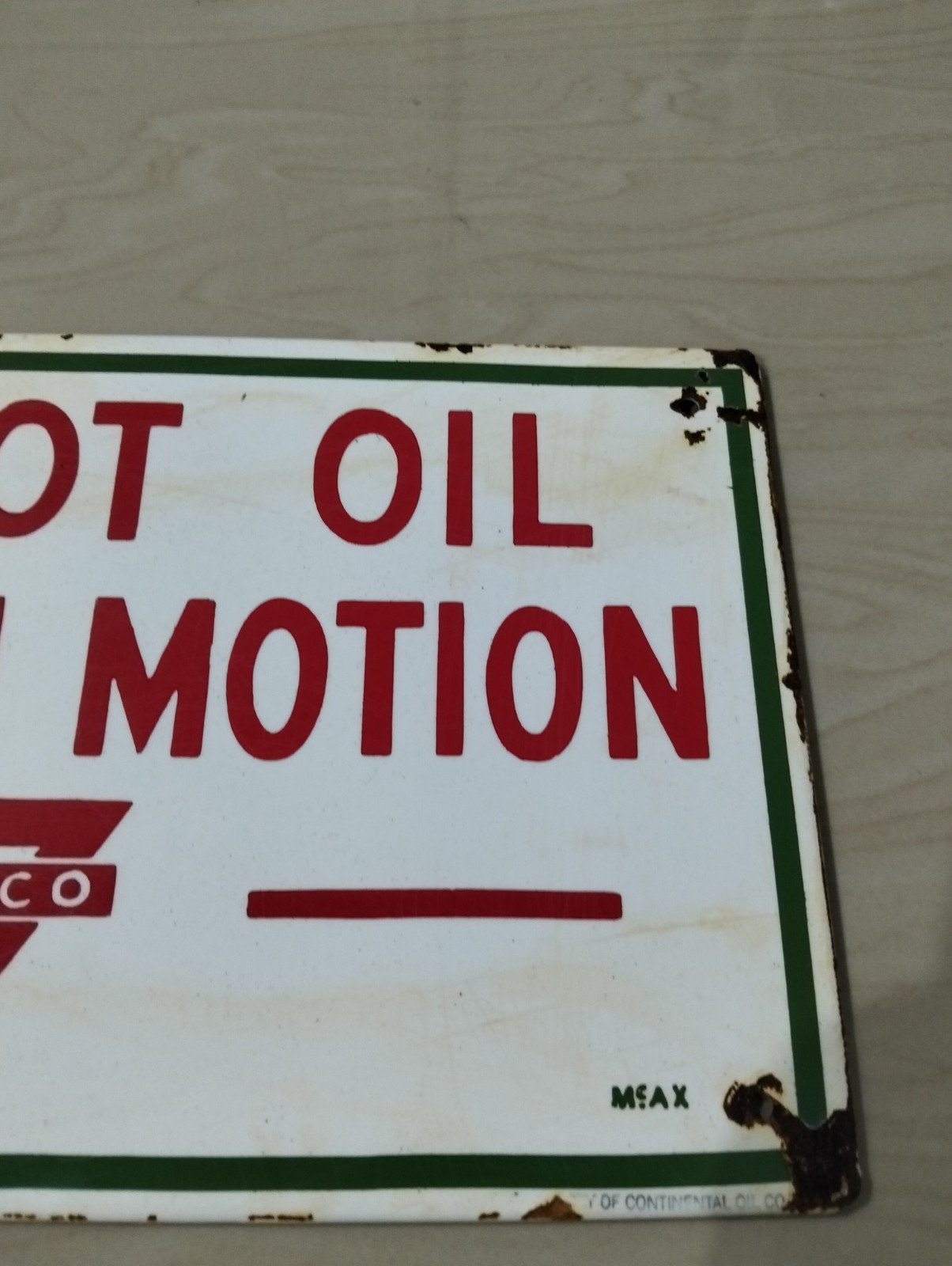 Do Not Oil While In Motion Sign Board Conoco Not Porcelain Enamel 30×16 Cm