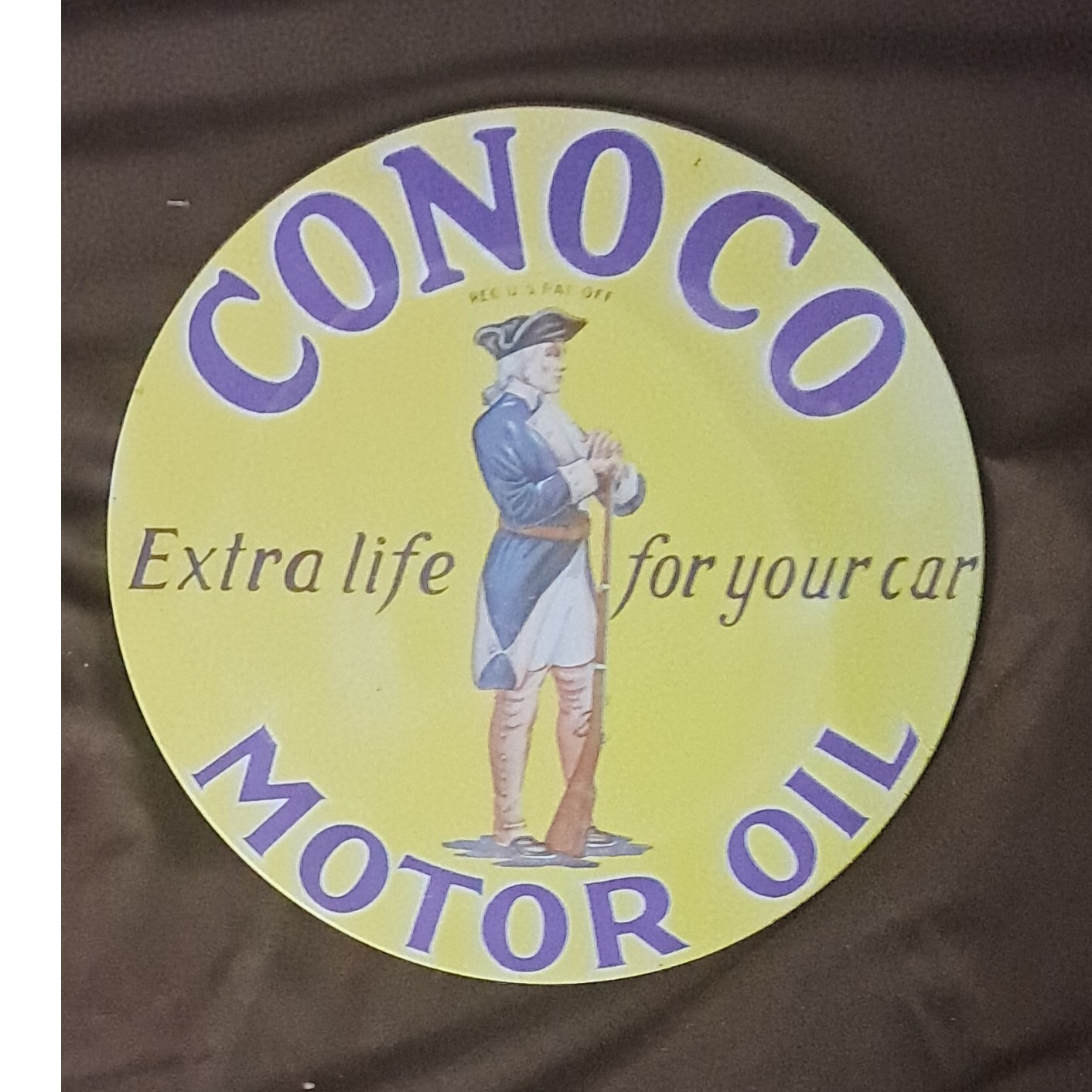 Conoco Motor Oil Advertising Sign Yellow Blue White Gas & Oil Theme