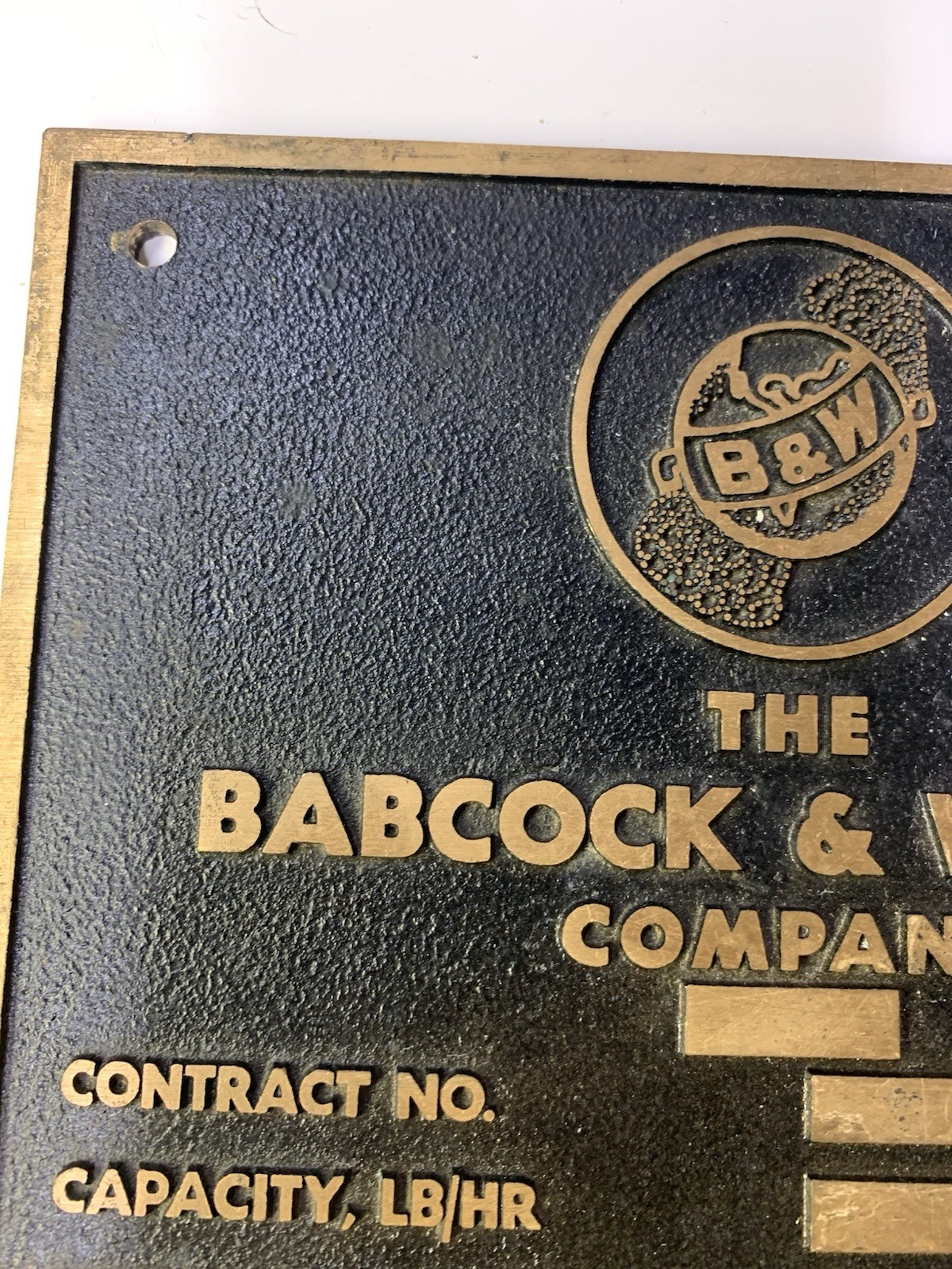Vintage Babcock & Wilcox Company Industrial Broiler Plate Embossed Bronze/Brass