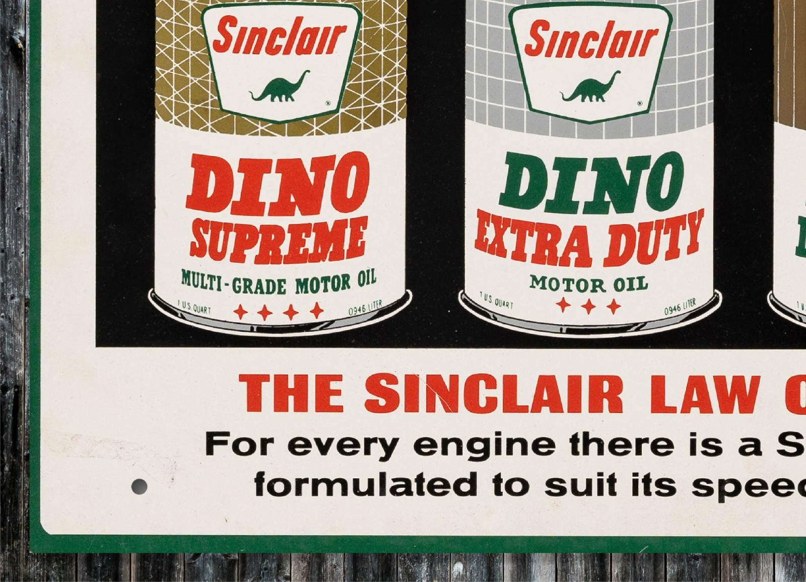 Vintage Style Sinclair Dino Motor Oil Sign 48” Aluminum Gas Station Garage Decor