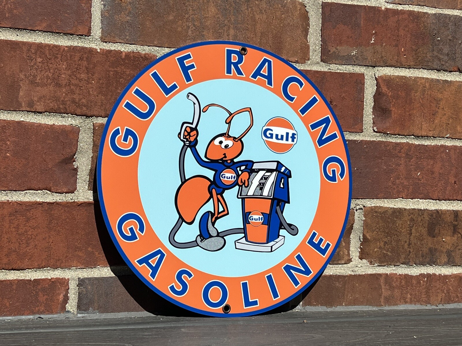 Gulf racing advertising sign oil gas porsche ford Gt40 Round Metal