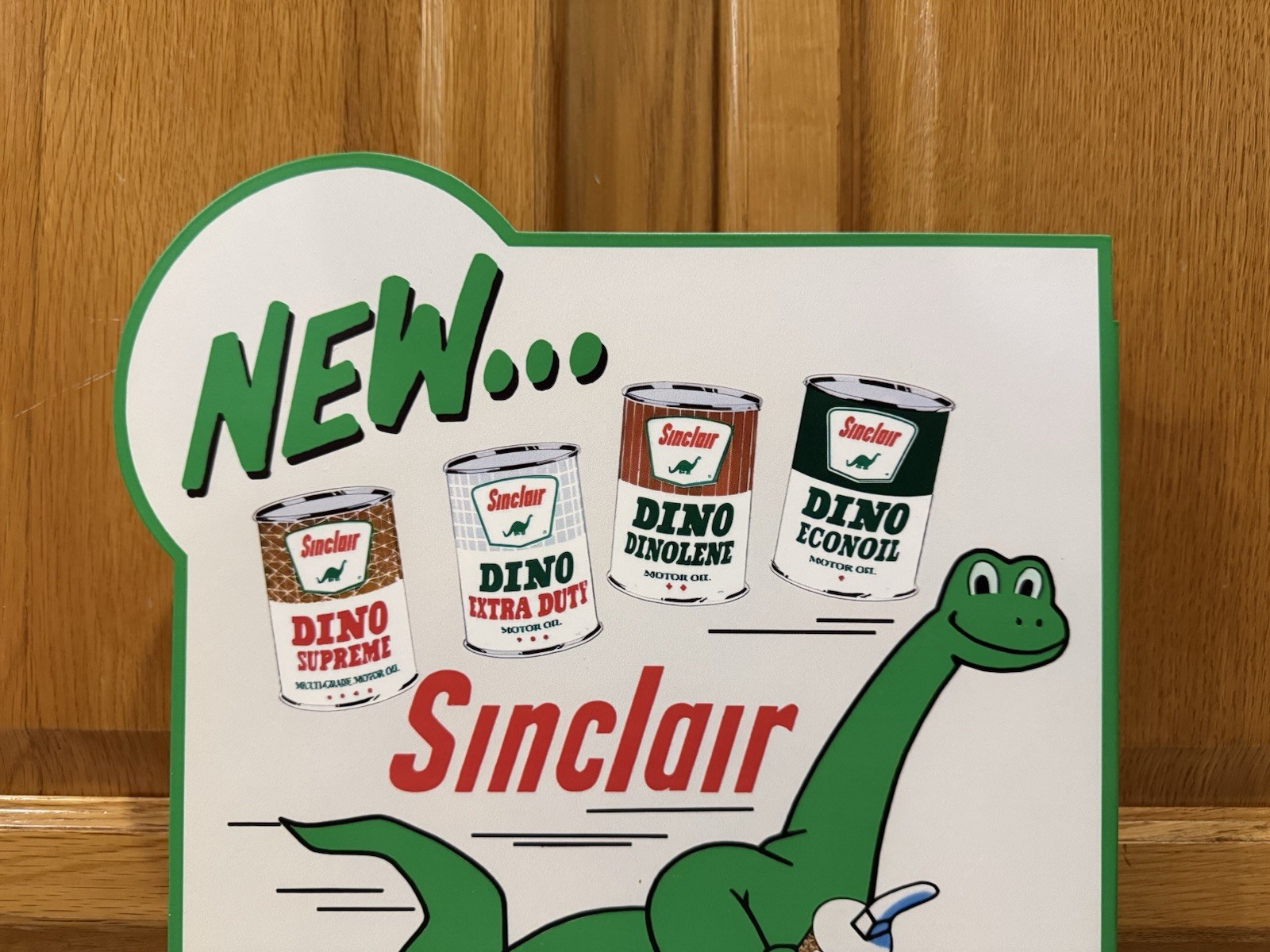 Sinclair Oil Flange Sign Dino Can Gas Garage Station Vintage Style Wall Decor