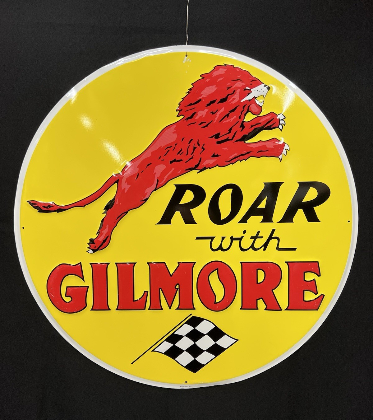Gilmore Sign 24″ Roar With Gilmore Signs Gas & Oil Reproduction Made in USA