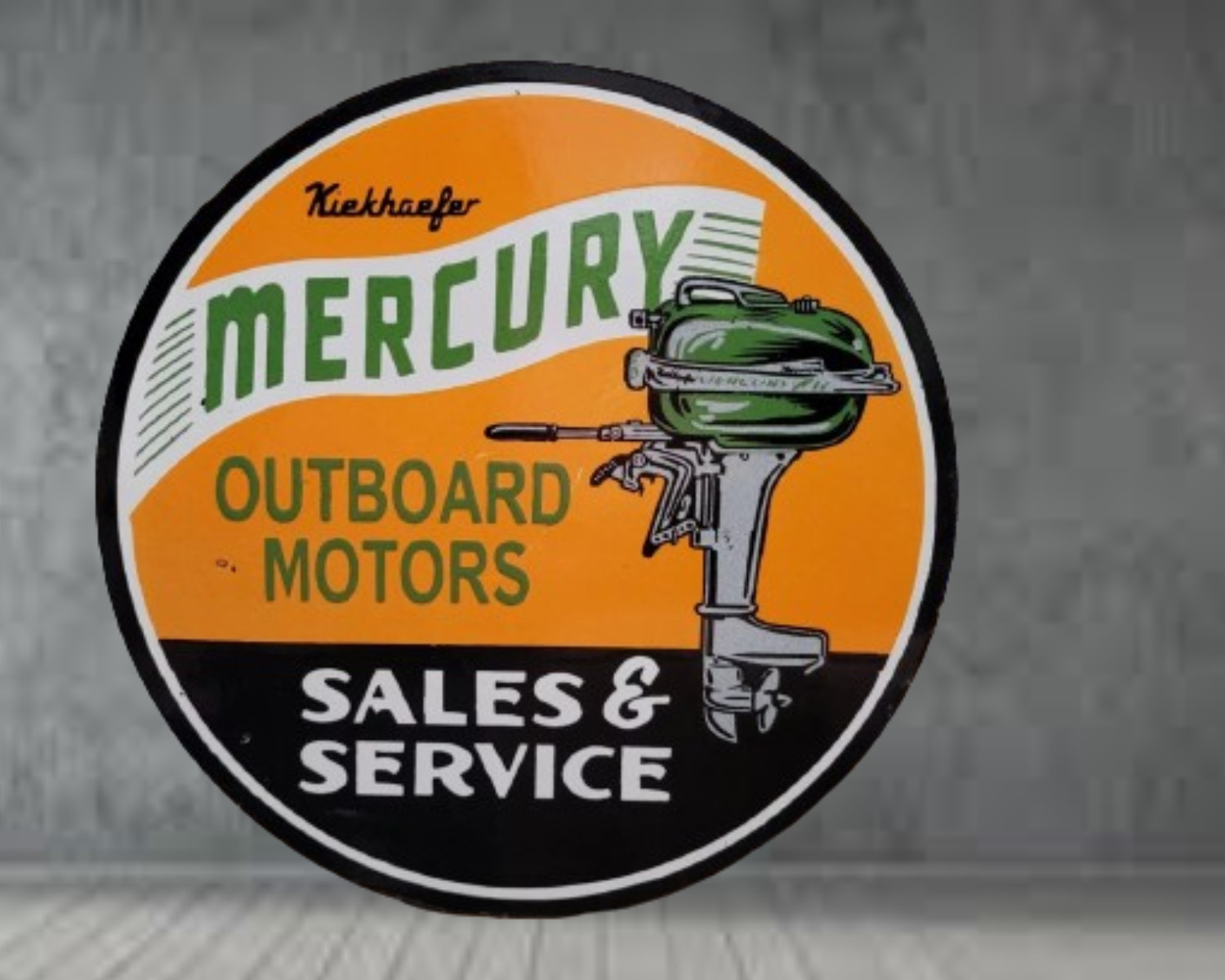 Mercury Outboard Pure Porcelain Enamel Heavy Metal Sign 30 Inches Double Side