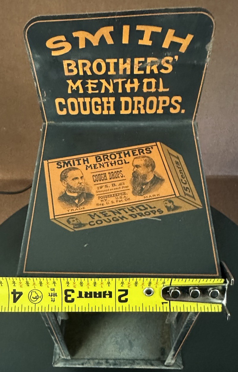 Metal Smith Bros Menthol Cough Drop Dispenser C.1920’s Counter Top General Store