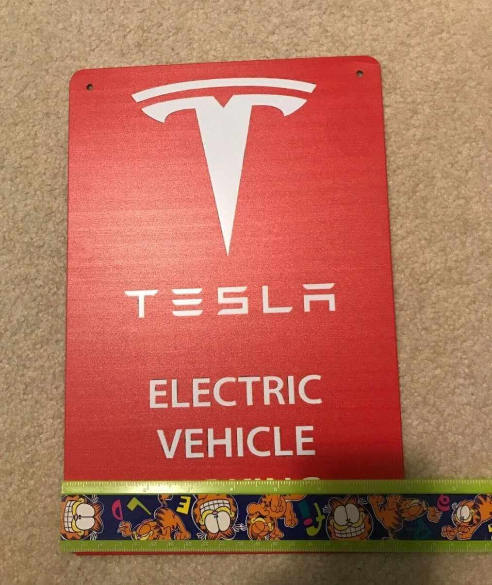 NEW Tesla Logo Cybertruck Parking Sign EV Electric 8″x12″ Metal Charging Garage
