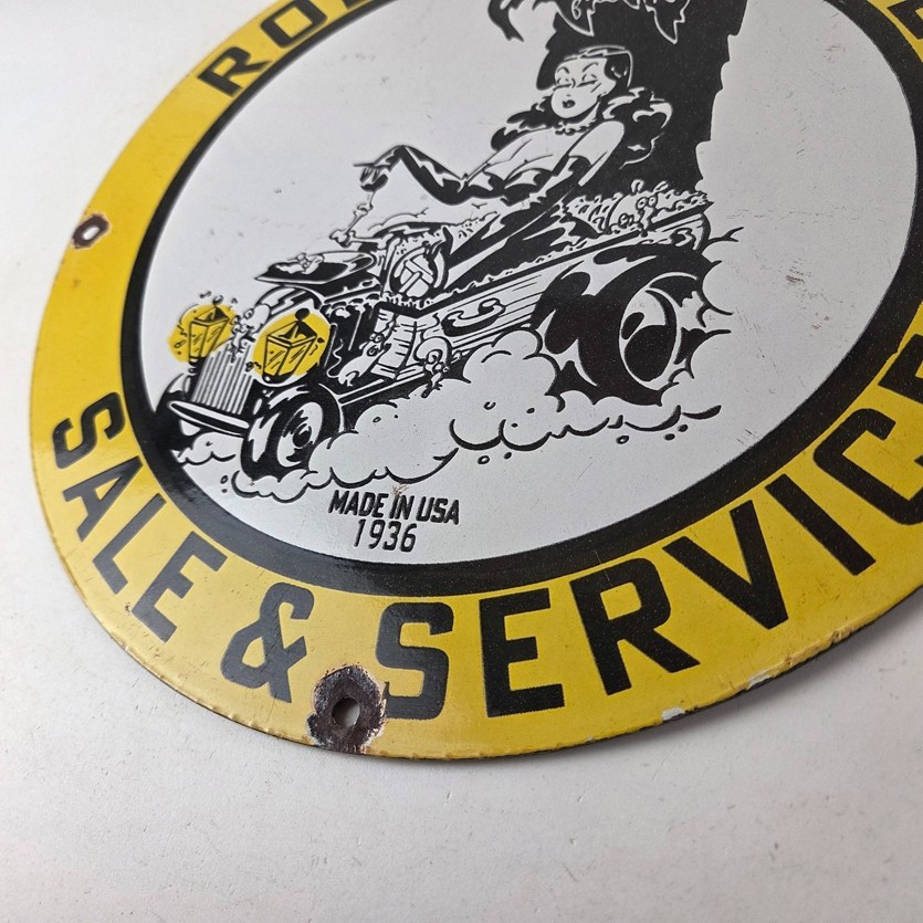 Vintage Rolls Royce Sign – Service Sales Automobile Gas Pump Porcelain Sign
