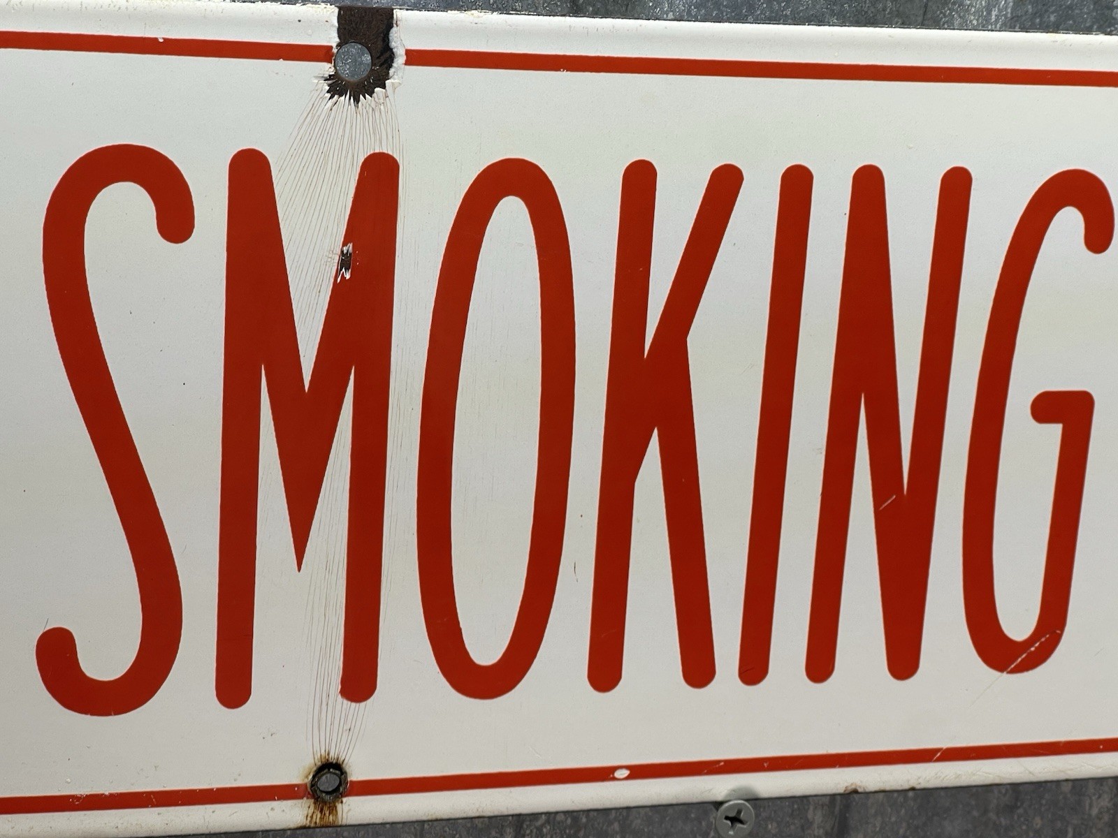 Vintage Union 76 Double Sided Porcelain NO SMOKING STOP YOUR MOTOR Sign 30×6
