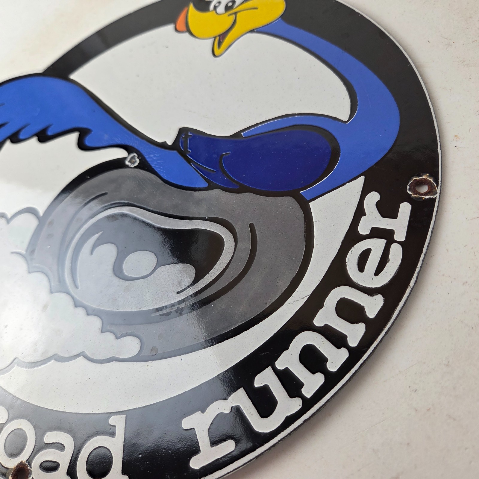 Vintage Mopar Plymouth Porcelain Sign – Road Runner Auto Shop Gas Pump Sign