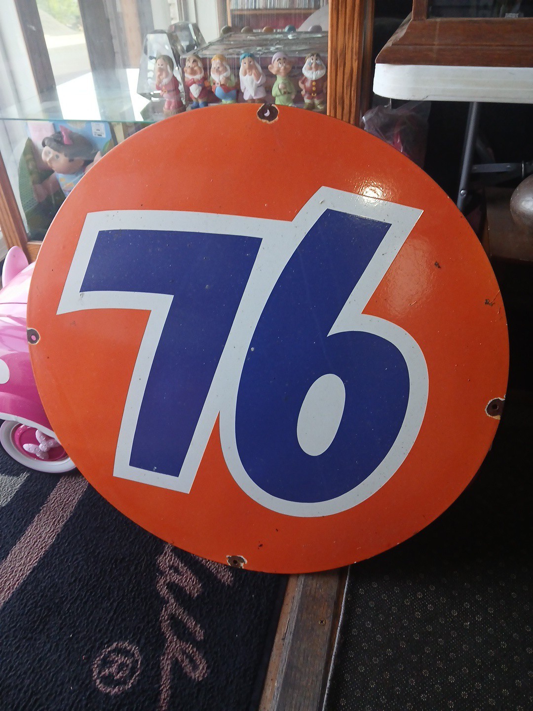 VINTAGE UNION 76 GASOLINE 30″ PORCELAIN SIGN GAS OIL METAL SERVICE STATION