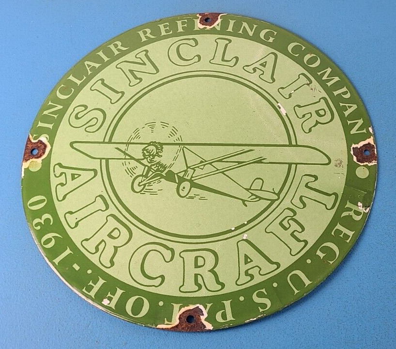 Vintage Sinclair Gasoline Sign – Airplane Porcelain Gas Pump Sign