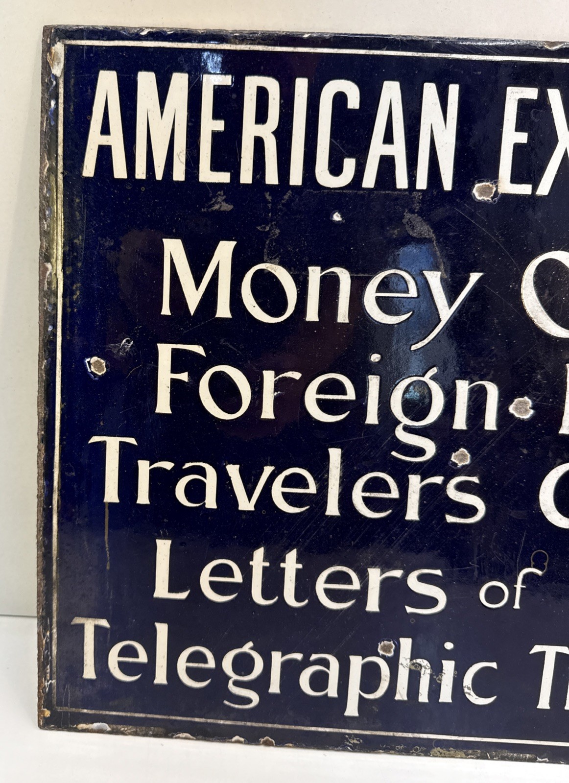 ORIGINAL VTG.AMERICAN EXPRESS CO. TWO SIDED PORCELAIN SIGN (was A Flange Sign)