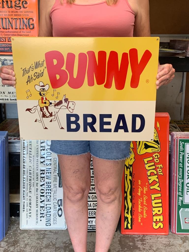 Vintage Style Metal Sign Bunny Bread 15×20 Made in USA
