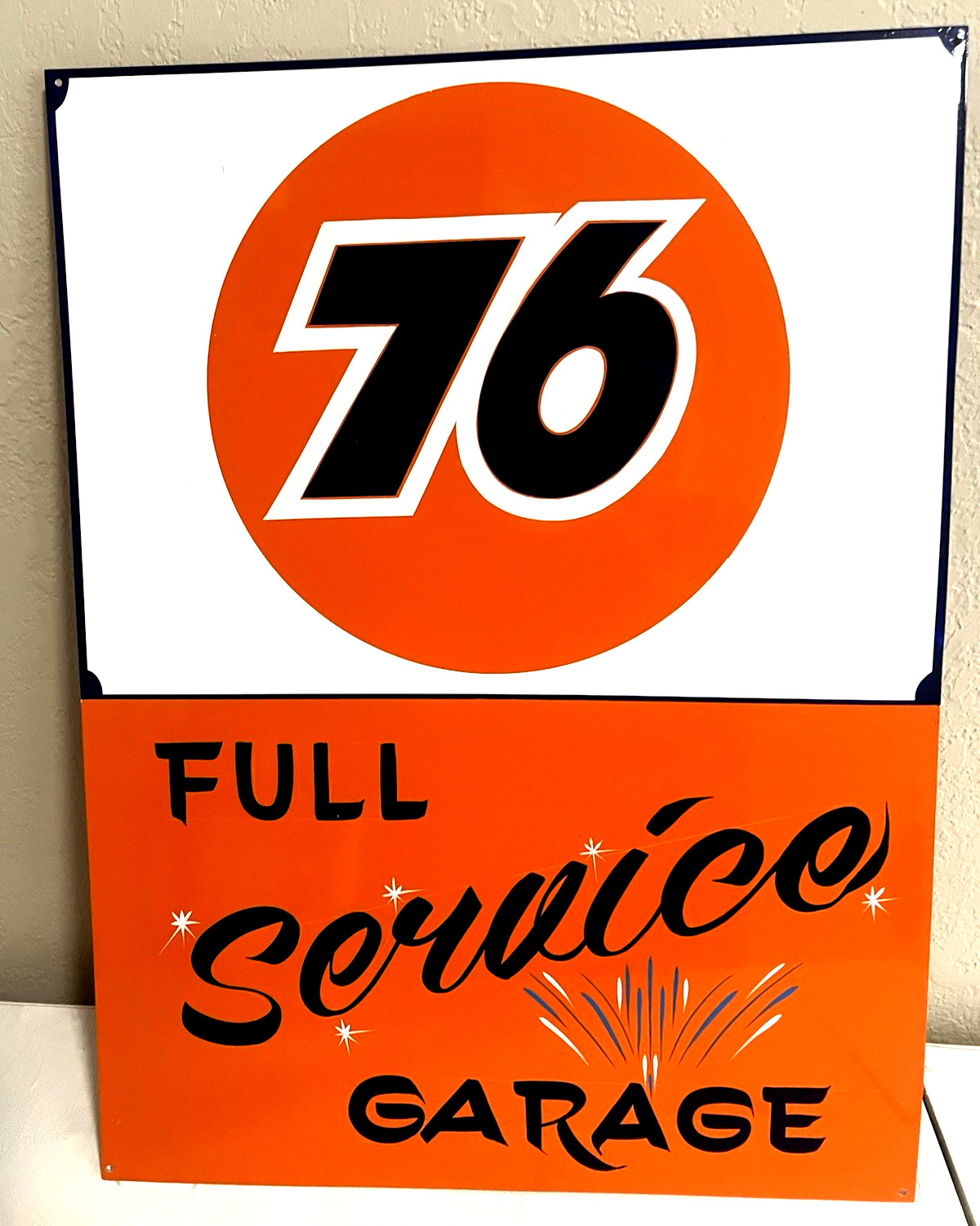 Lg. PAINTED SIGN Vintage Style Union 76 Gas Station HOTROD Shop Service Garage