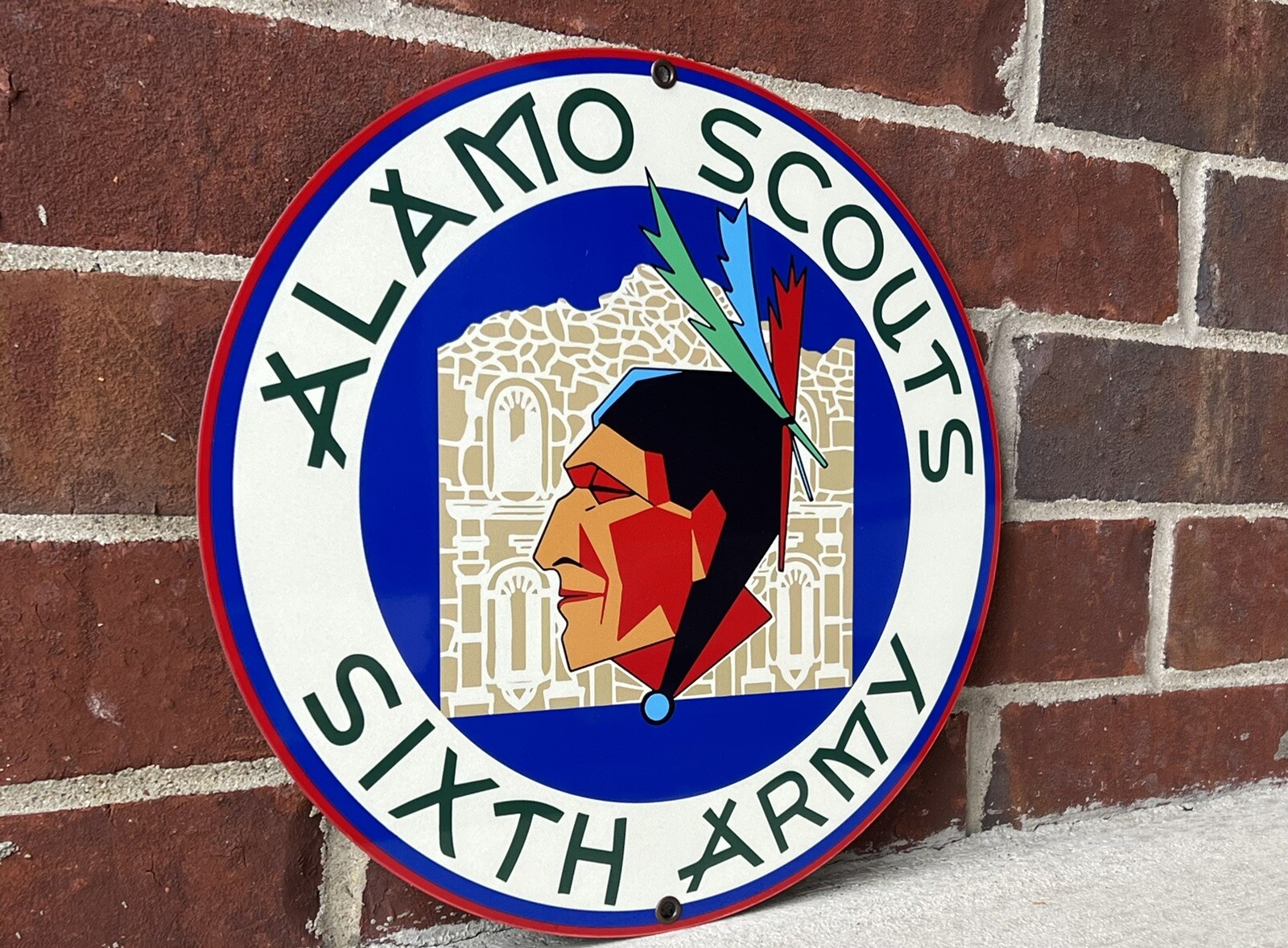 Alamo Scouts Indian Scout Sixth Army vintage Style round sign