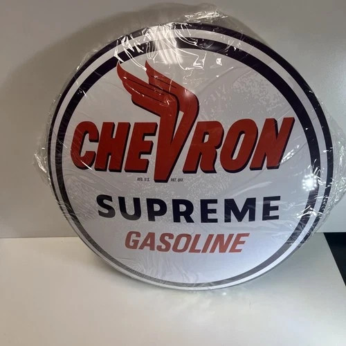 16 inch Chevron Supreme Gasoline Dome Metal Sign