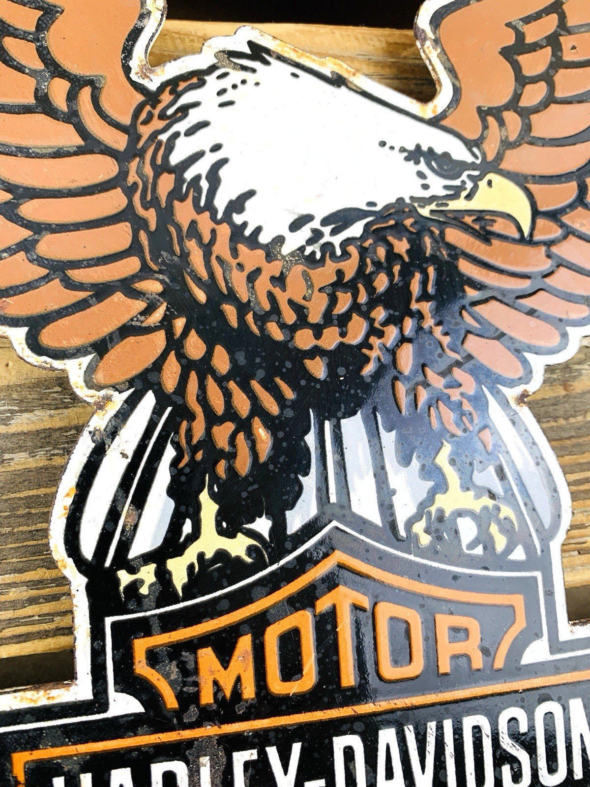 VINTAGE 12×9″ HARLEY-DAVIDSON MOTORCYCLES GASOLINE GAS MOTOR OIL PORCELAIN SIGN