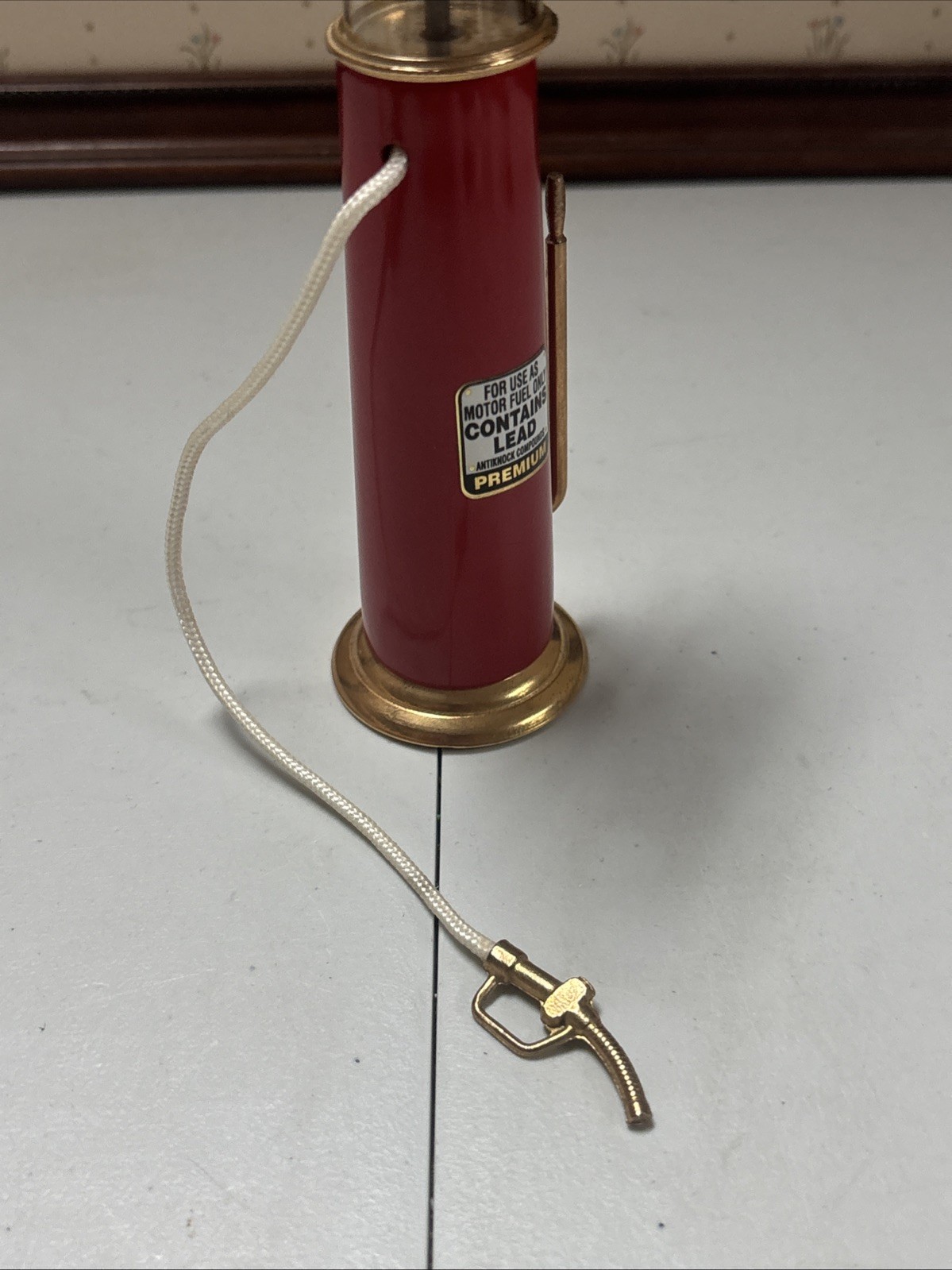 Vintage Red Crown Visible Gas Pump Miniature Replica Model, Made In The Usa