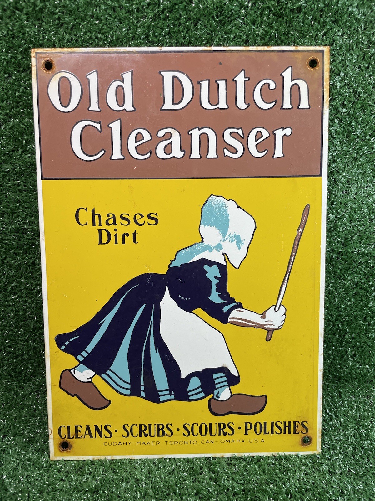 VINTAGE OLD DUTCH CLEANSER PORCELAIN SIGN CANADA USA KITCHEN HOUSEHOLD AMISH