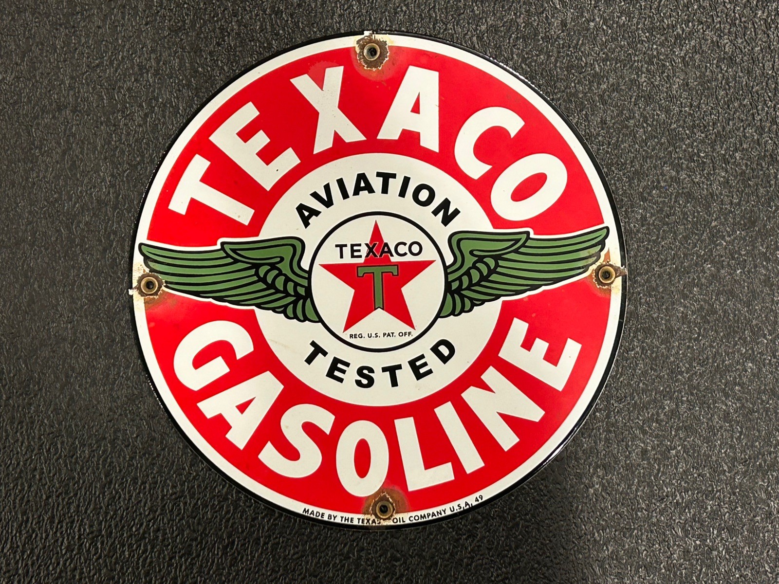 VINTAGE PORCELAIN TEXACO GASOLINE GAS AND OIL SIGN