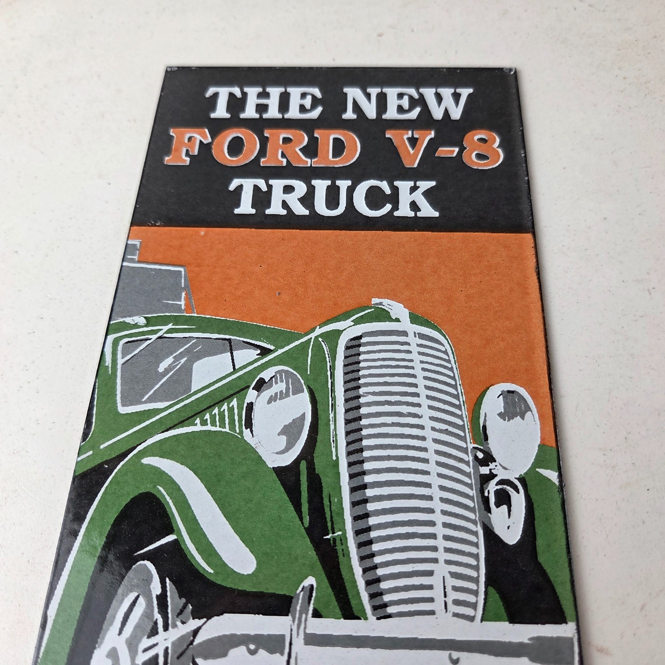 Vintage Ford Motors Sign – Classic V8 Truck Gas Pump Automotive Porcelain Sign