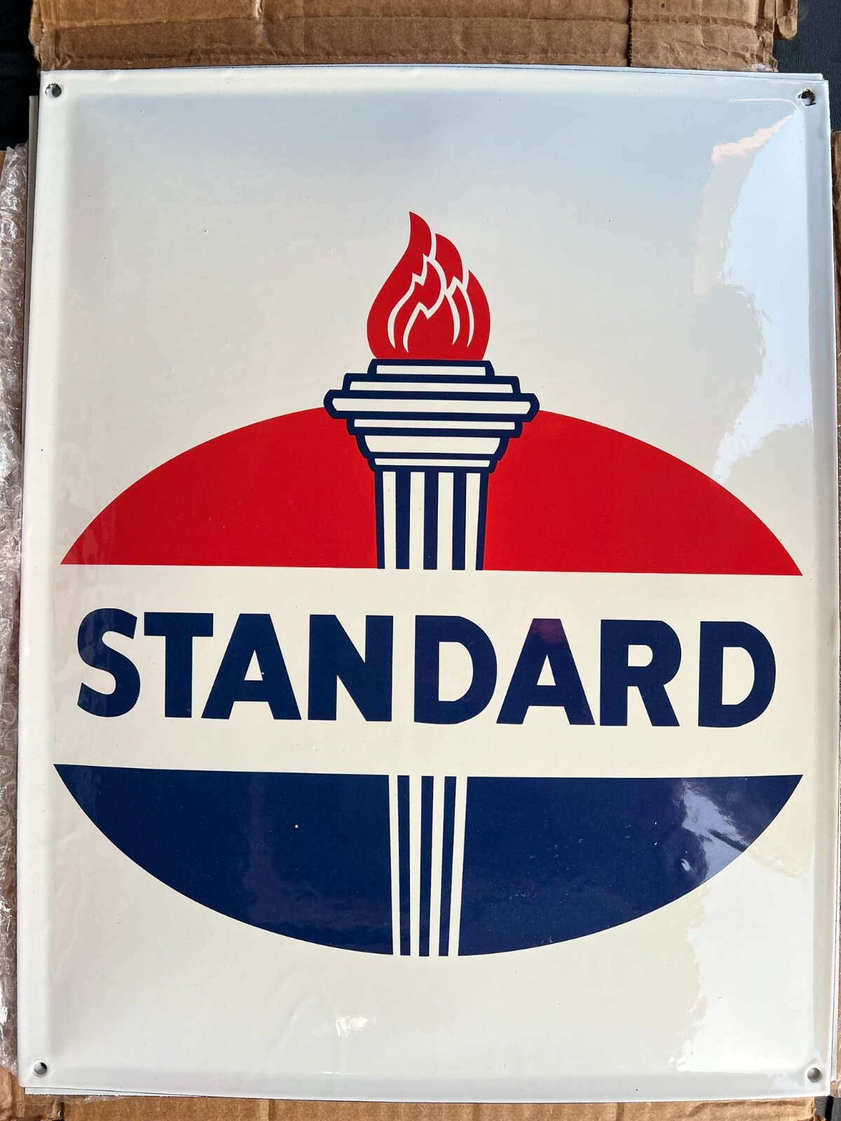 VINTAGE STANDARD RED CROWN GAS OIL PUMP PORCELAIN SIGN