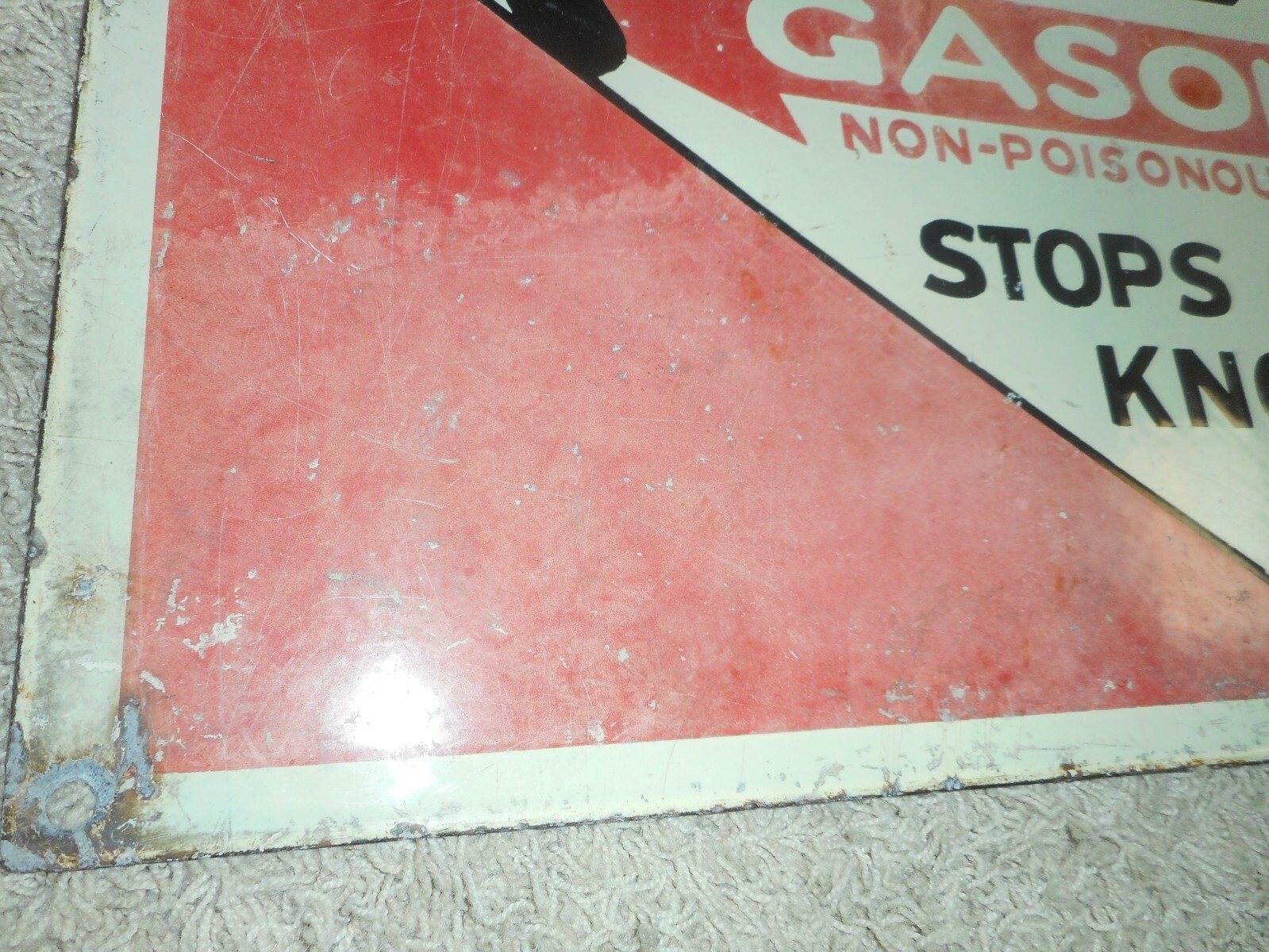 Vintage PORCELAIN NEVR NOX DIAMOND DX GASOLENE GAS STATION OIL ADVERTISING SIGN