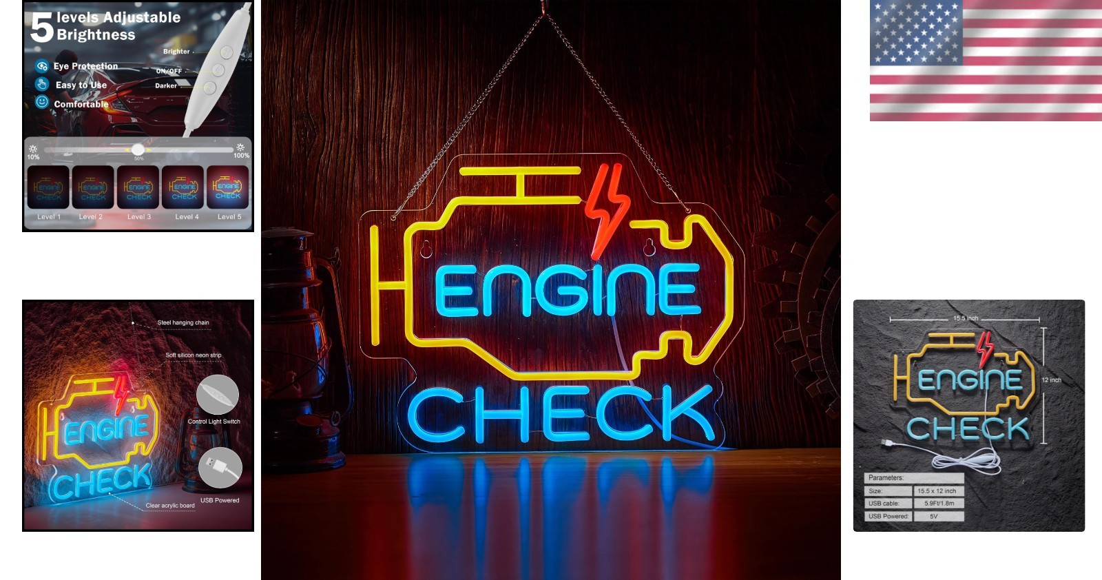 Unique Neon Wall Sign for Garage & Man Cave – Adjustable Brightness 15.5x12in