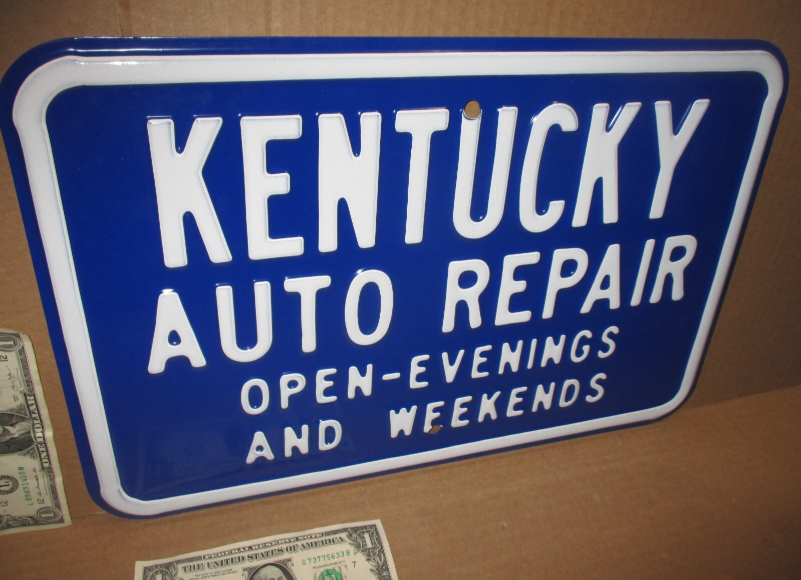 KENTUCKY AUTO REPAIR – Open Evenings & Weekends- Heavy Tin – CAR TRUCK – Ky Sign