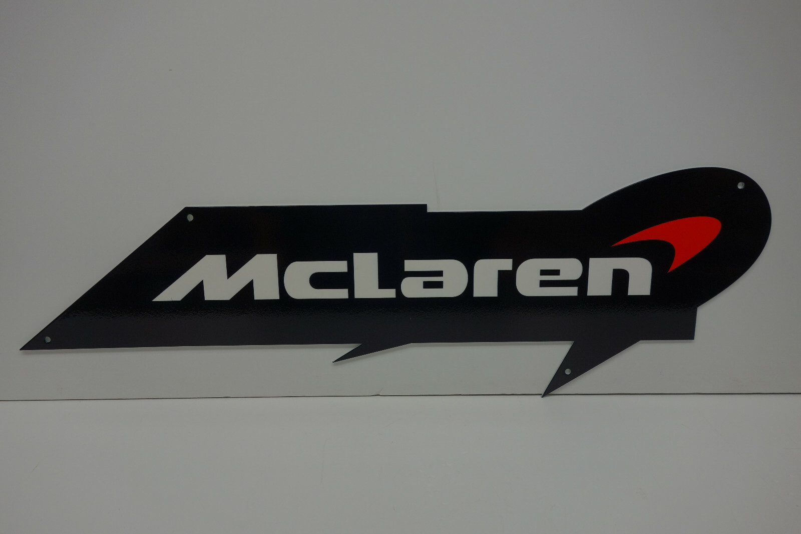 MCLAREN DIE CUT DEALERSHIP 1/8″ STEEL ENAMEL SIGN 7 1/2″ HIGHX24″ WIDE. AWESOME!
