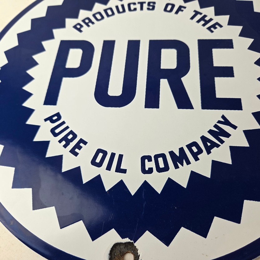 Vintage Pure Oil Co Sign – Texas Gas Service Station Pump Plate Porcelain Sign