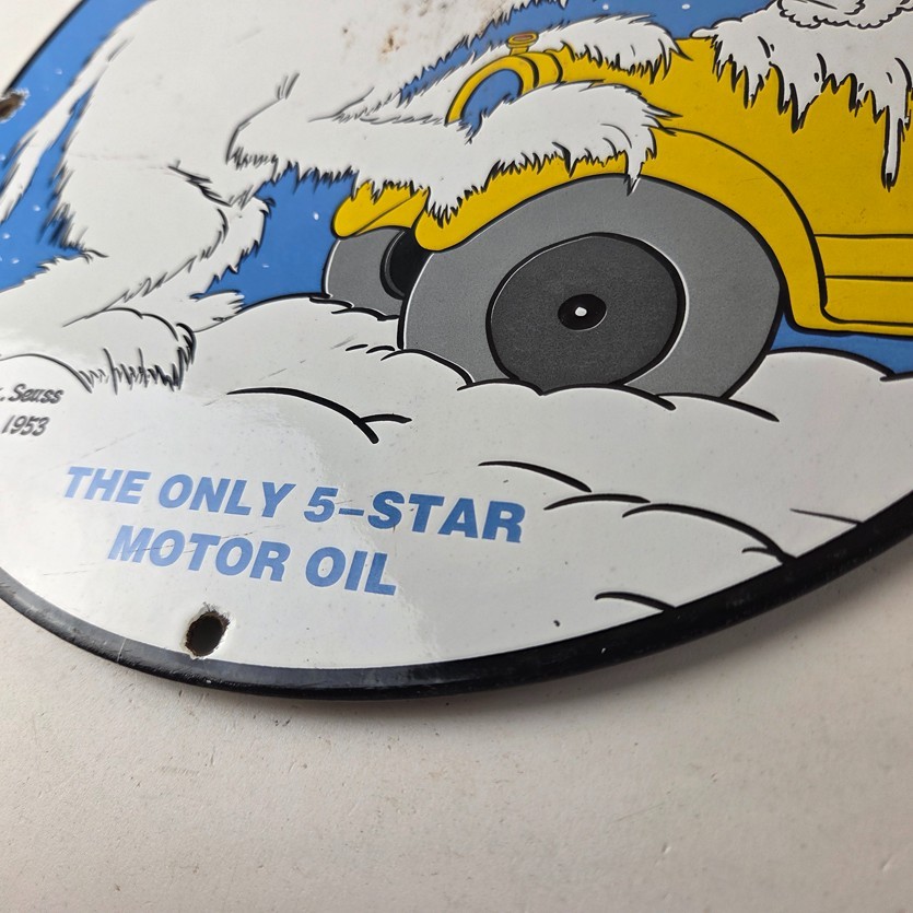 Vintage Esso Gasoline Porcelain Sign – Gas Service Station Dr Seuss Sign