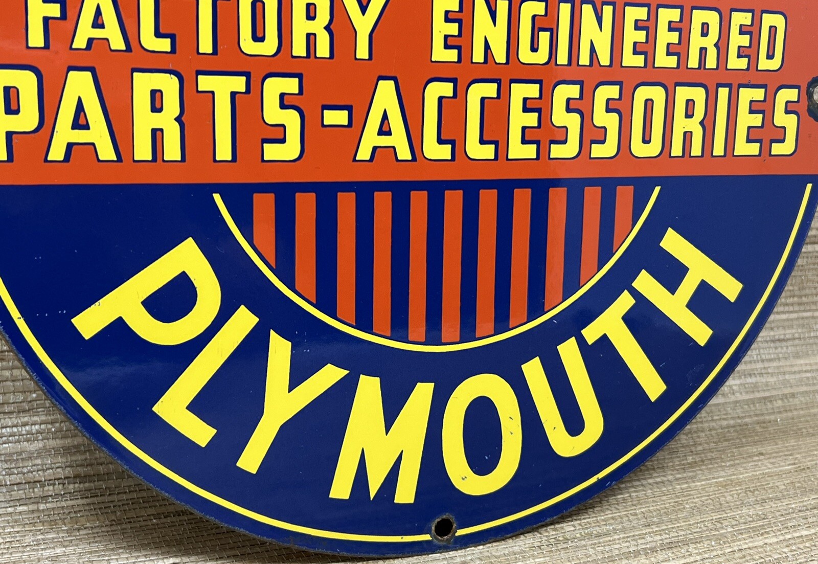 VINTAGE CHRYSLER PORCELAIN SIGN GENERAL MOTORS DEALERSHIP GAS OIL PLYMOUTH MOPAR