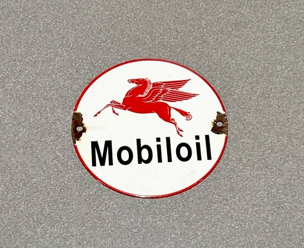 VINTAGE MOBIL GARGOYLE PEGASUS PORCELAIN SIGN GAS CAR TRUCK OIL MOTORCYCLE