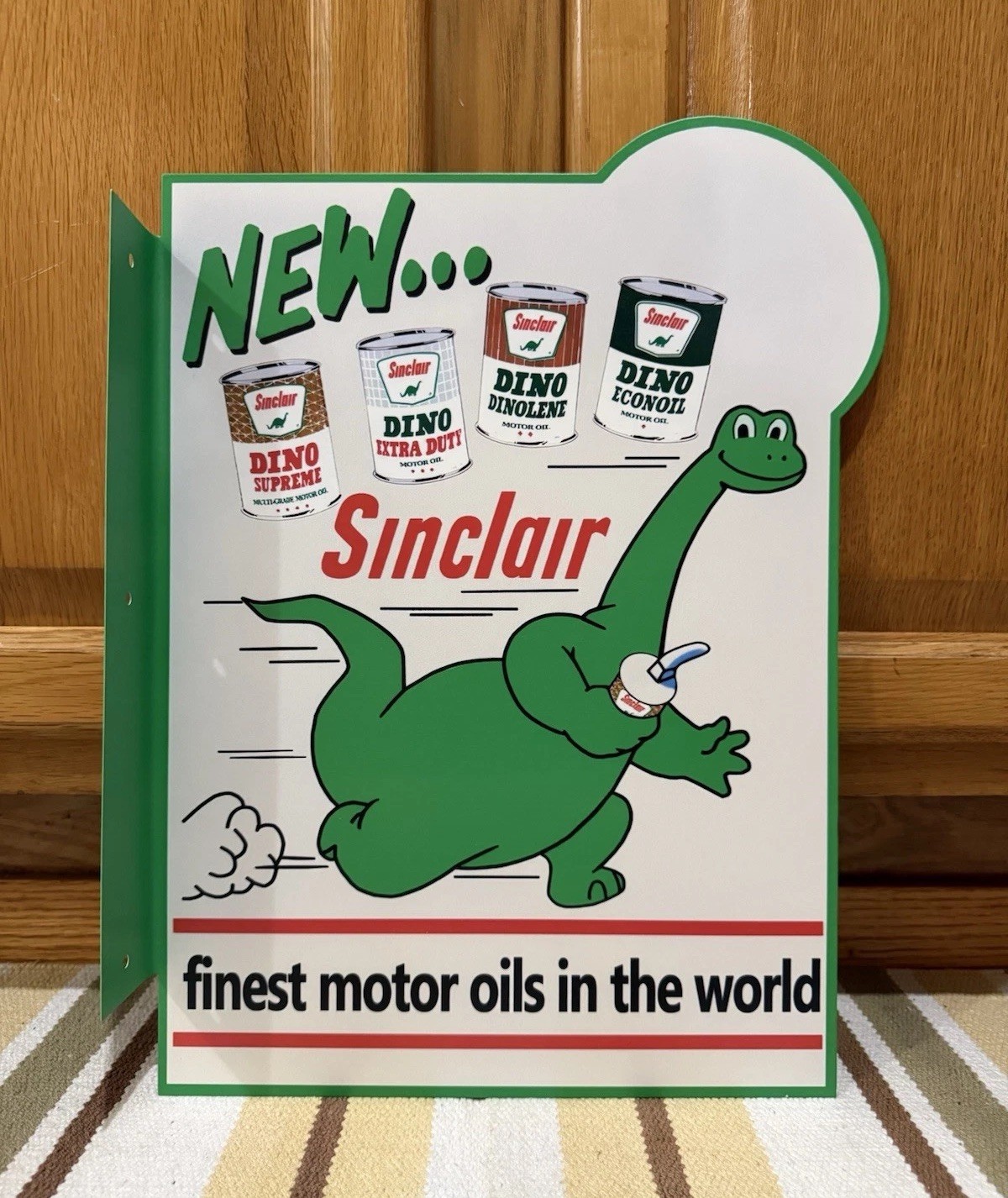 Sinclair Oil Flange Sign Dino Can Gas Garage Station Vintage Style Wall Decor