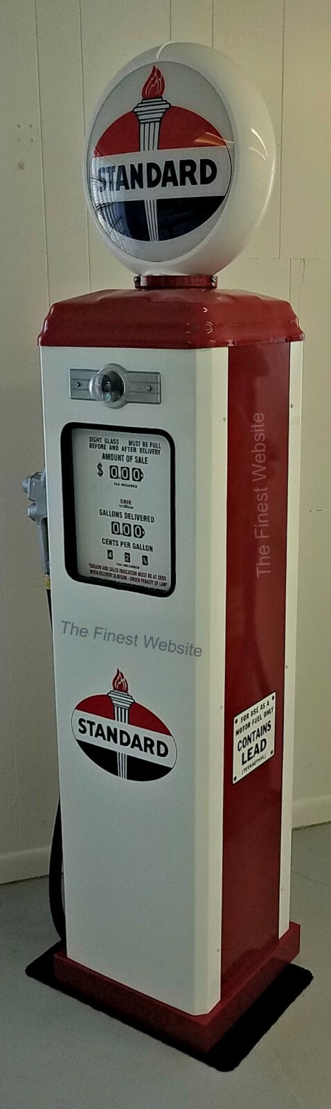 NEW STANDARD REPLICA GAS PUMP – ANTIQUE REPRODUCTION (WHITE & RED) – FREE SHIP*