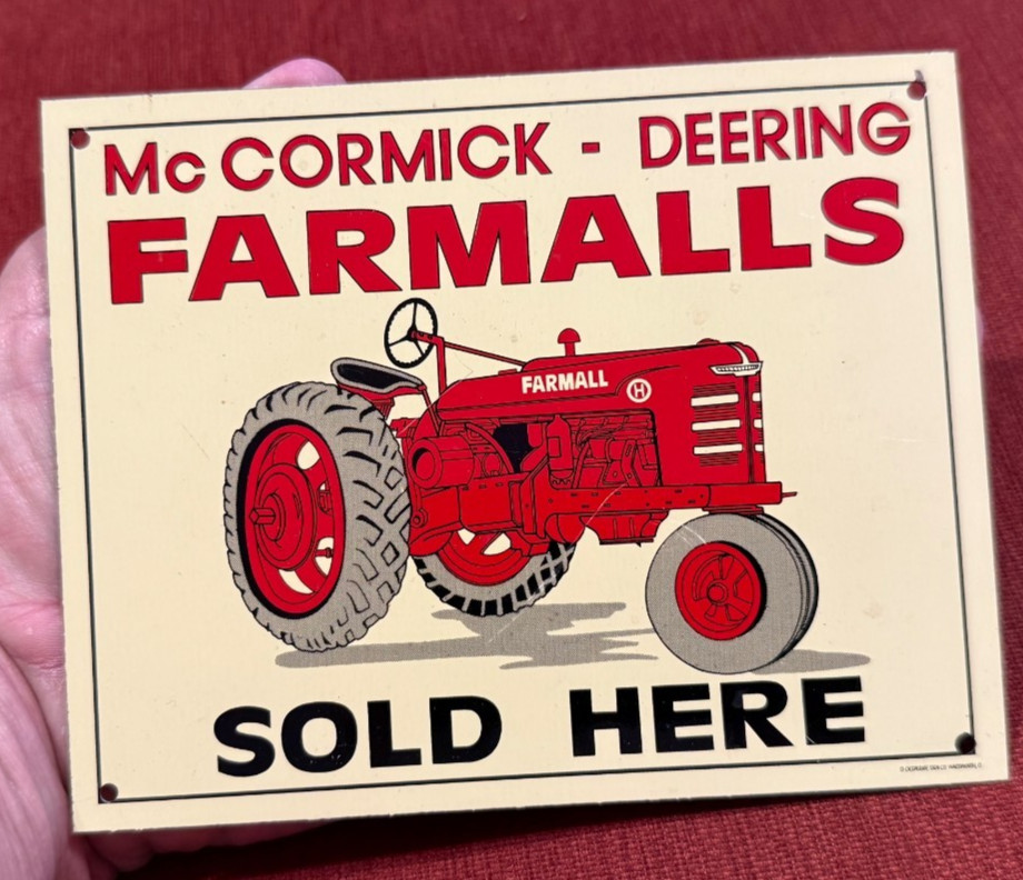 Vintage Mc Cormick Deering Farmalls Sold Here Metal TIN SIGN 6.25″X5″