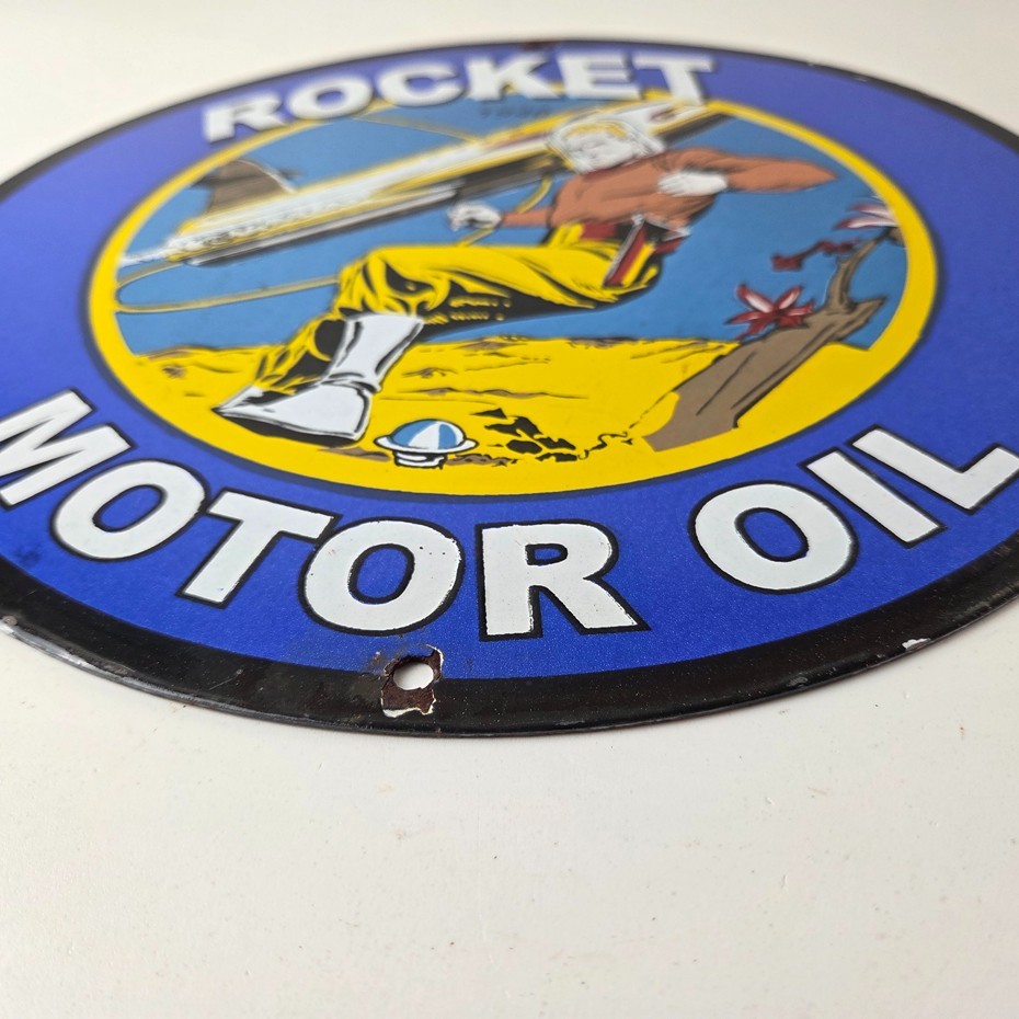 Vintage Flash Gordon Sign – Rocket Motor Gas Service Station Porcelain Sign