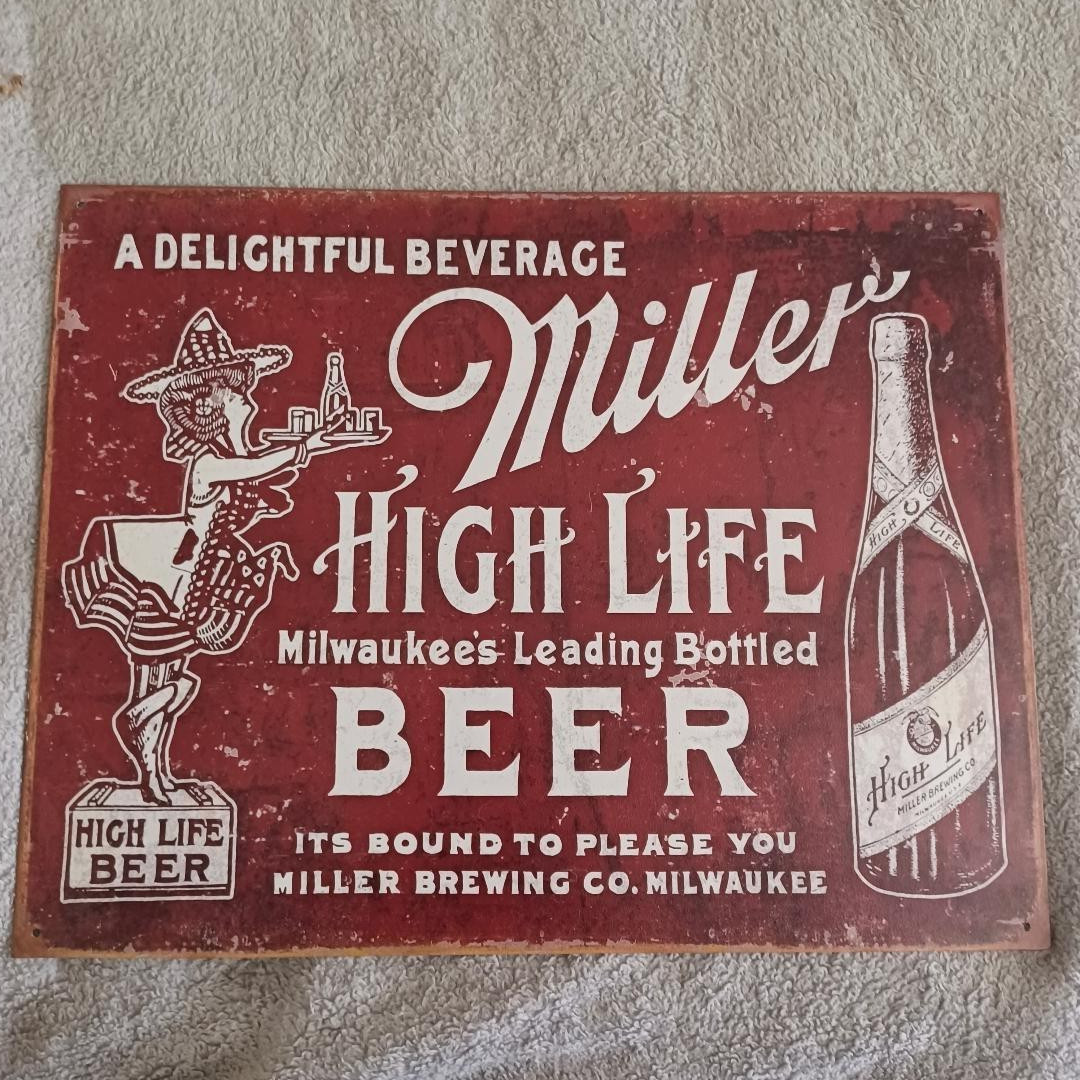 12 1/2″X16″ Metal Sign Man Cave Garage Bar Gas Station Auto Oil Miller High Life