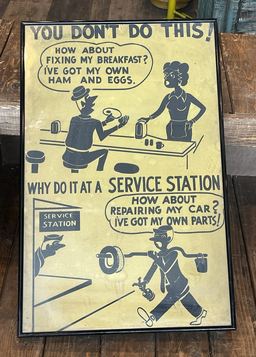 Vintage Service Station Diner Sign Humor 13 1/2″ x 21″