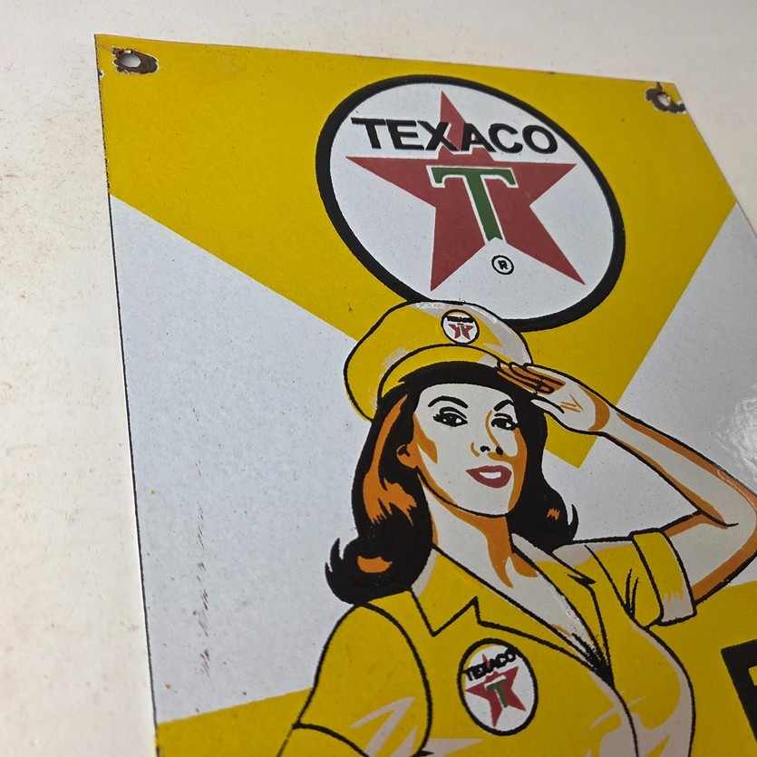 Vintage Texaco Gasoline Sign – Fuel Chief 1 Gas Pump Plate Porcelain Ad Sign