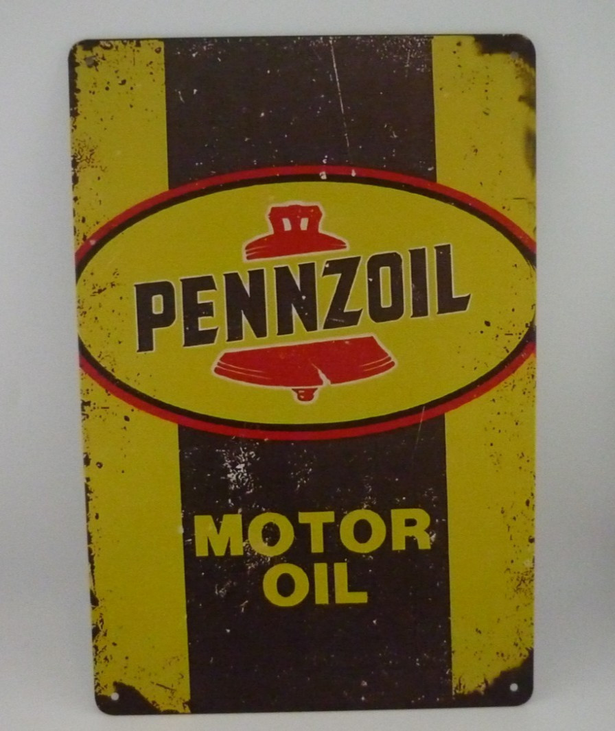 Pennzoil Motor Oil Tin Sign Vintage Style Gas Station Garage Wall Decor 12×8