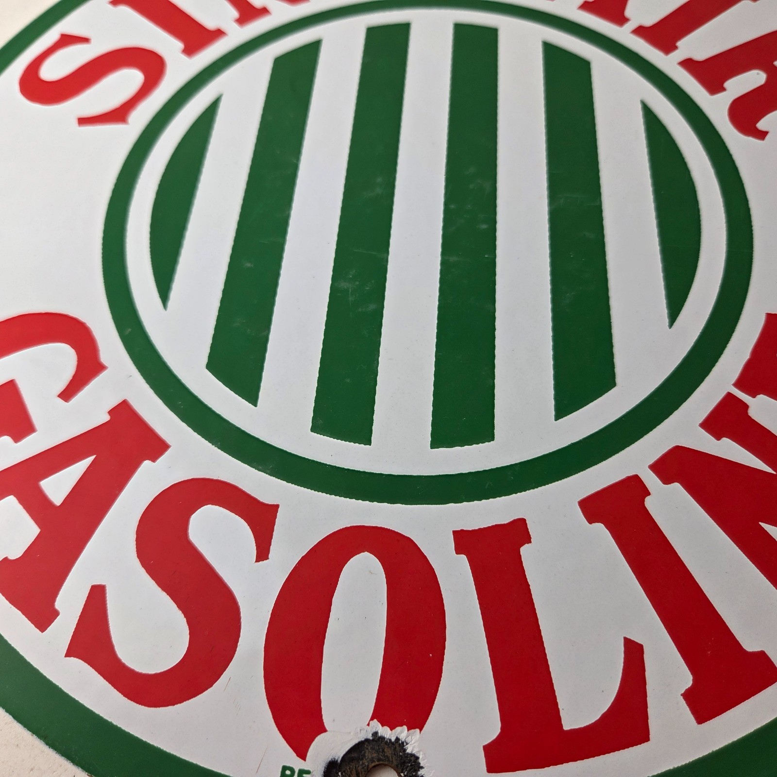Vintage Sinclair Gasoline Porcelain – Service Station Gas Pump Plate Sign