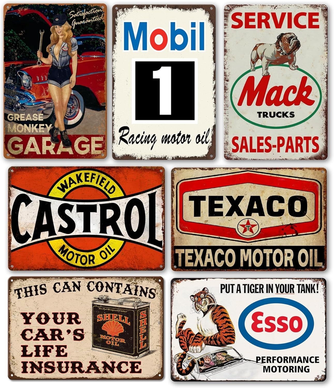 Vintage Metal Garage Signs for Men, Gas Station Tin Signs, Man Cave Decor Old…