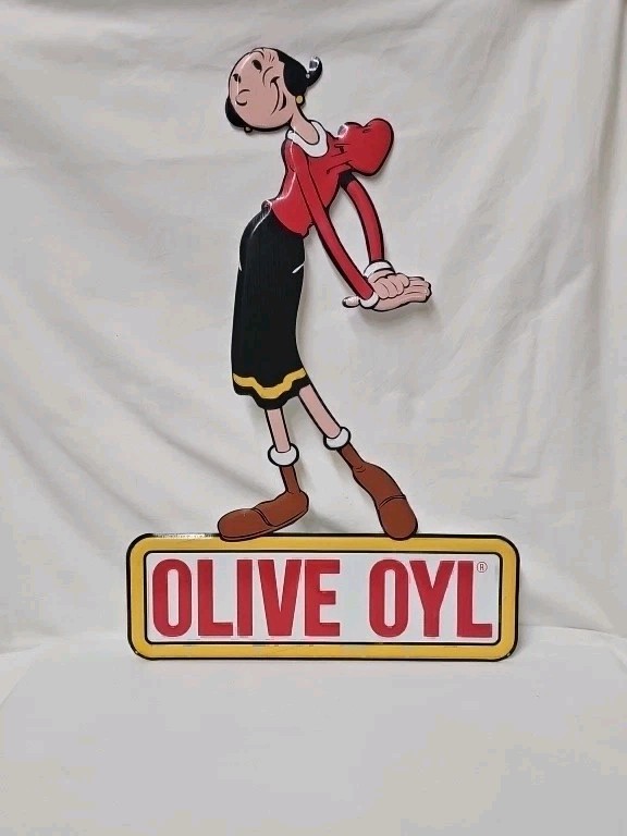 Vintage Style embossed Metal Sign featuring the iconic Olive Oyl From Popeye. BS