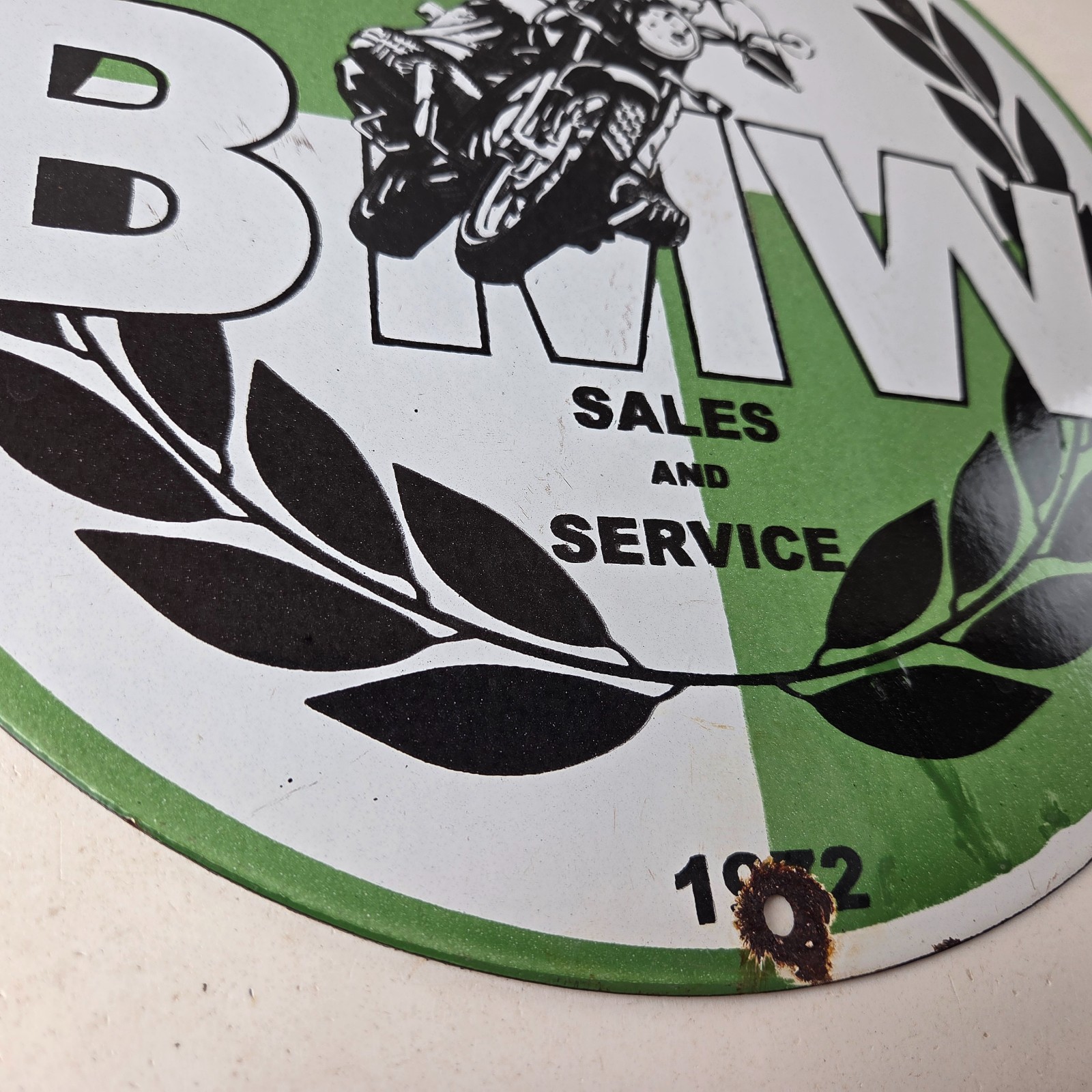 Vintage BMW Sign – Porcelain Motorcycle Gas Pump Service Auto Sign